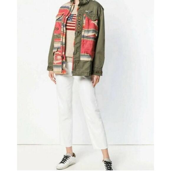 Polo Ralph Lauren Embroidered Field Jacket Military Patchwork Southwestern Aztec - Picture 7 of 13